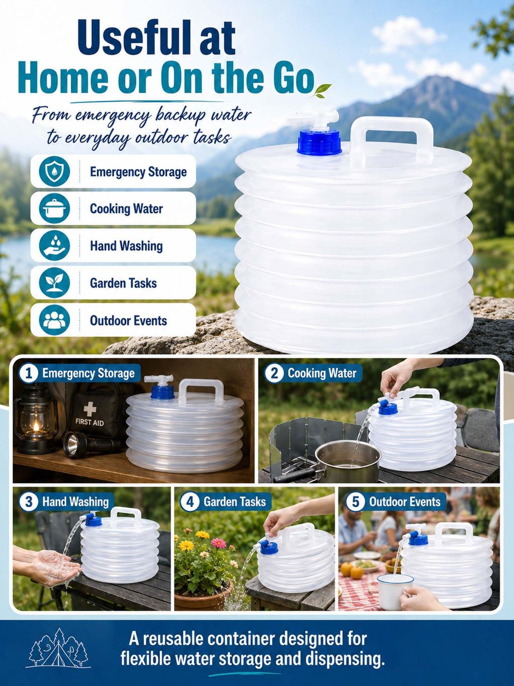 Collapsible 10L Water Container with Spigot O936