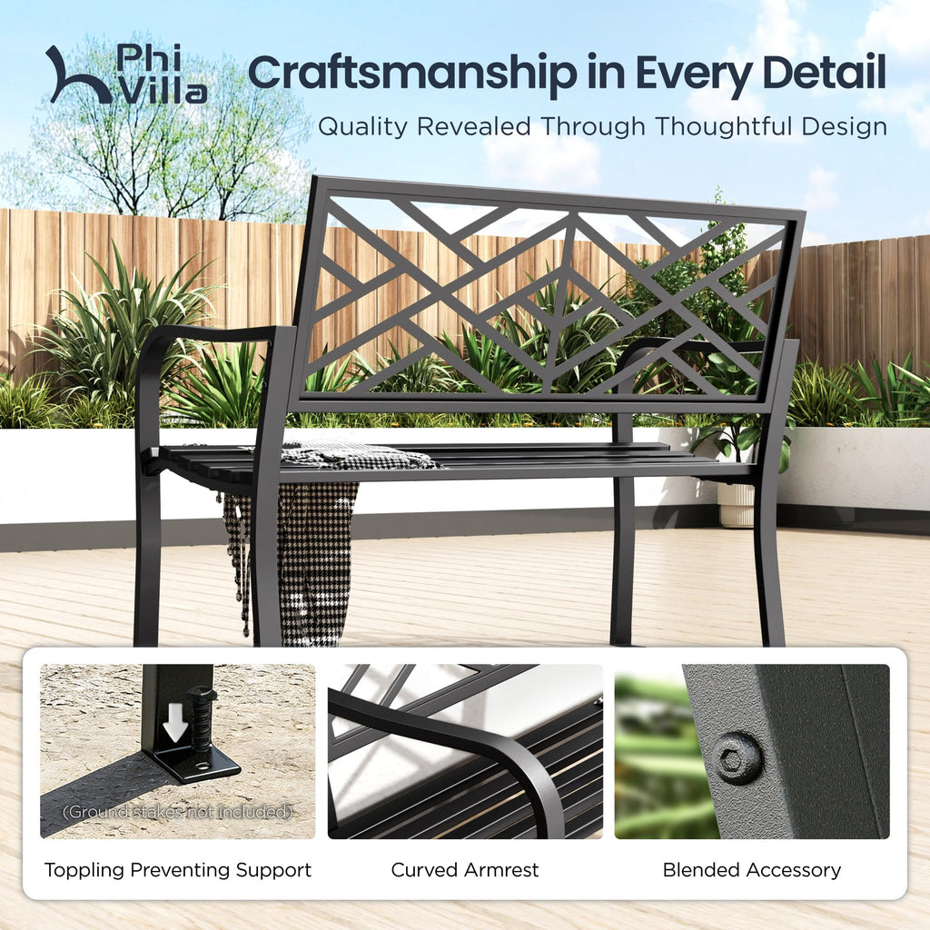 Black 43 Inches Outdoor Garden Bench G712050