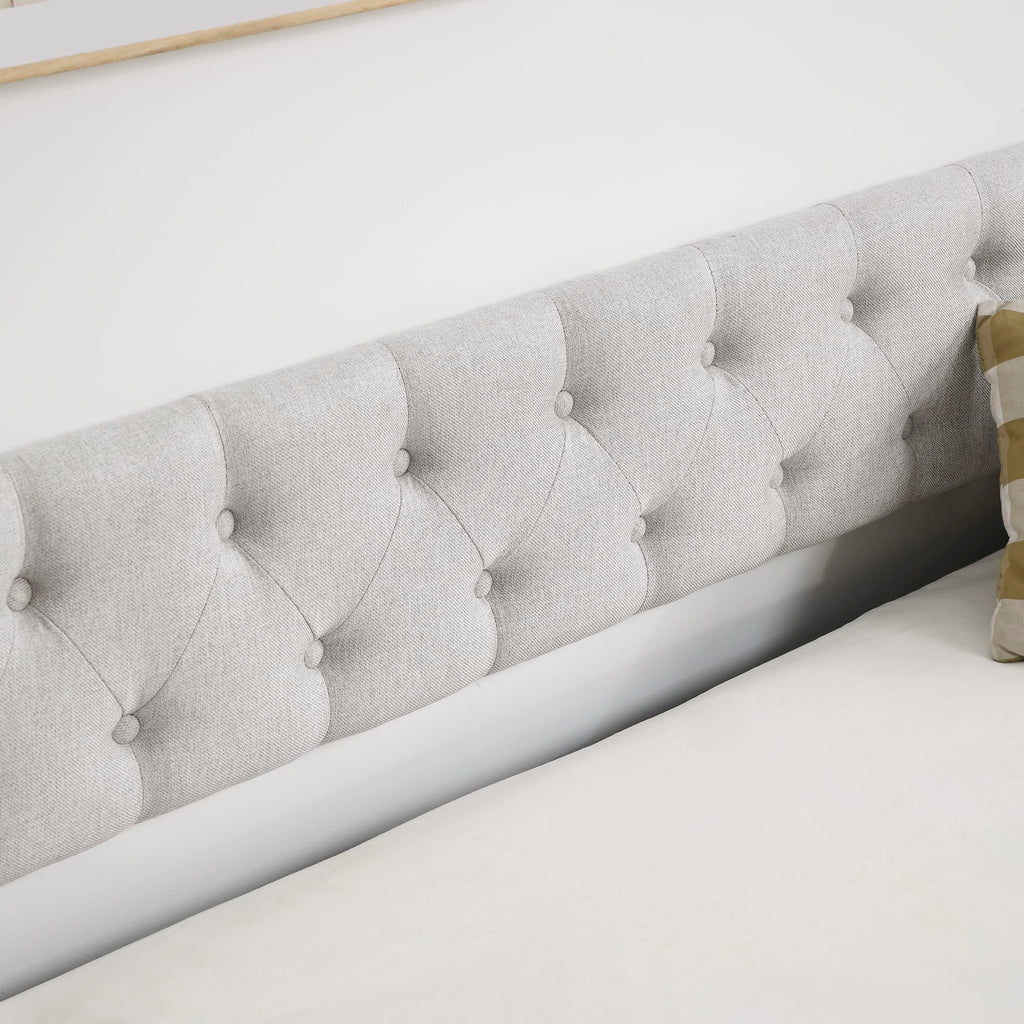 Upholstered Button Tufted Twin Size Daybed with Trundle E659583