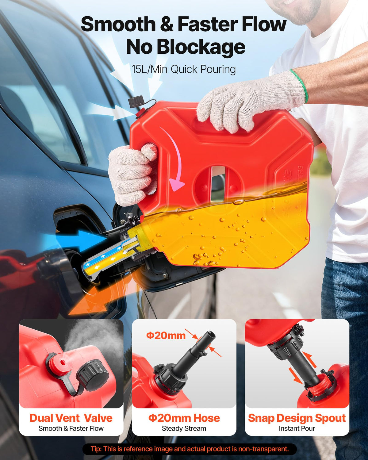 1.3 Gallon Gas Can with Spout and Lockable Bracket E9793