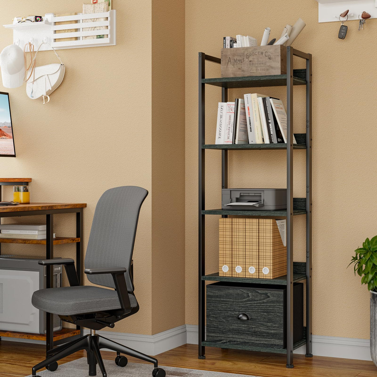 5 Tier Bookshelf with Drawer E9705