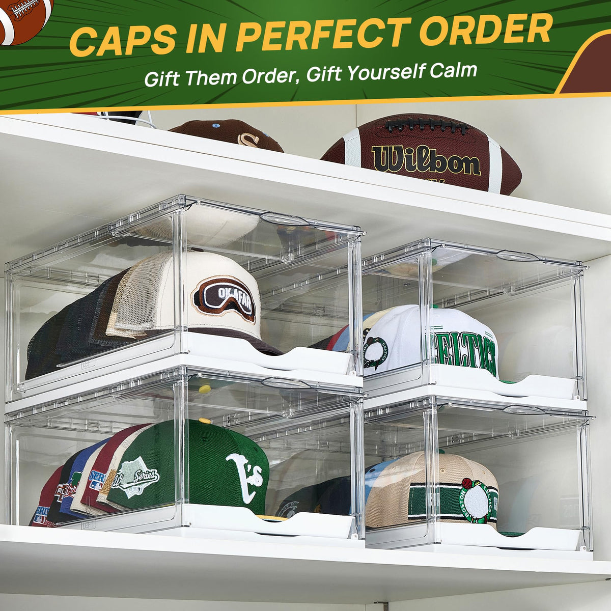 2 Pack Stackable Baseball Caps Organizer U424