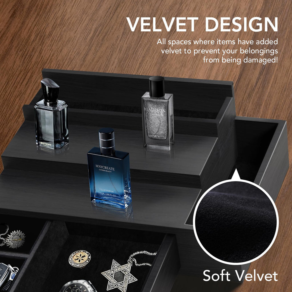 3 Tier Cologne Stand Organizer with Velvet Lining Drawer Q338