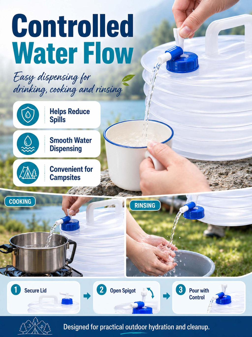 Collapsible 10L Water Container with Spigot O936