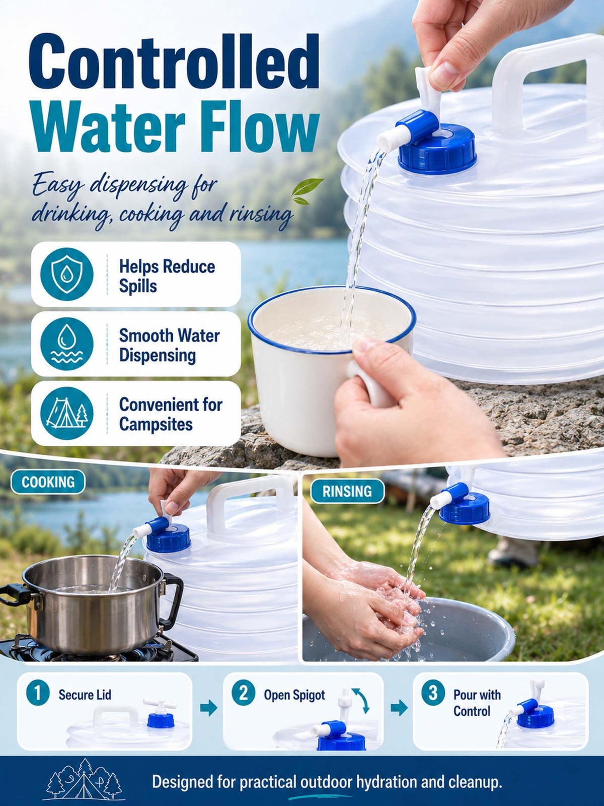 Collapsible 10L Water Container with Spigot O936