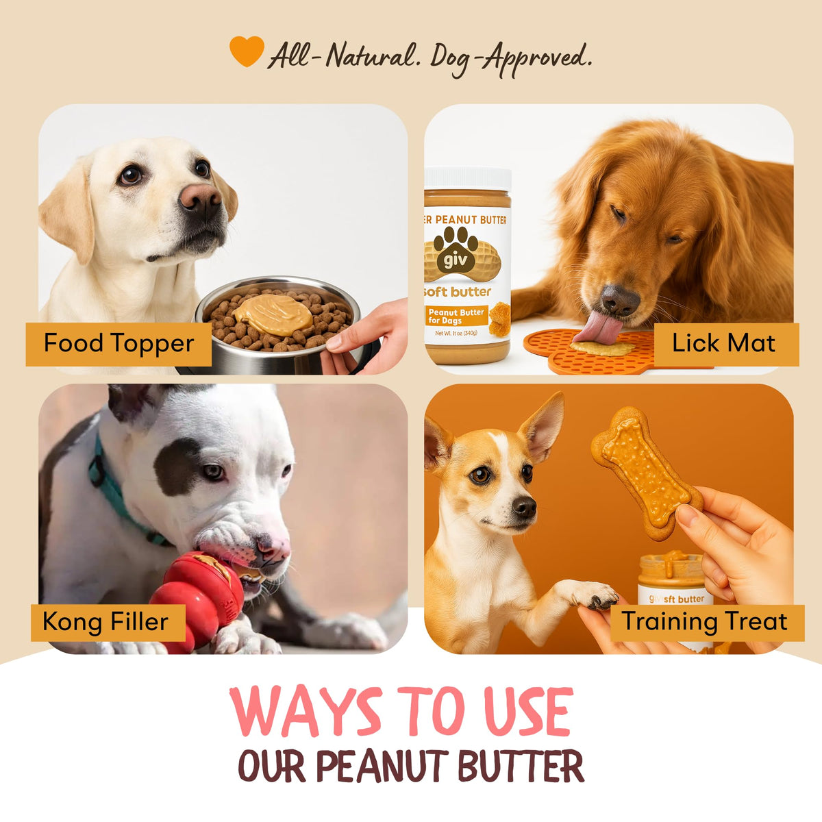 All Natural Peanut Butter 12oz Jar, 4oz Pouch & Lick Mat S208126