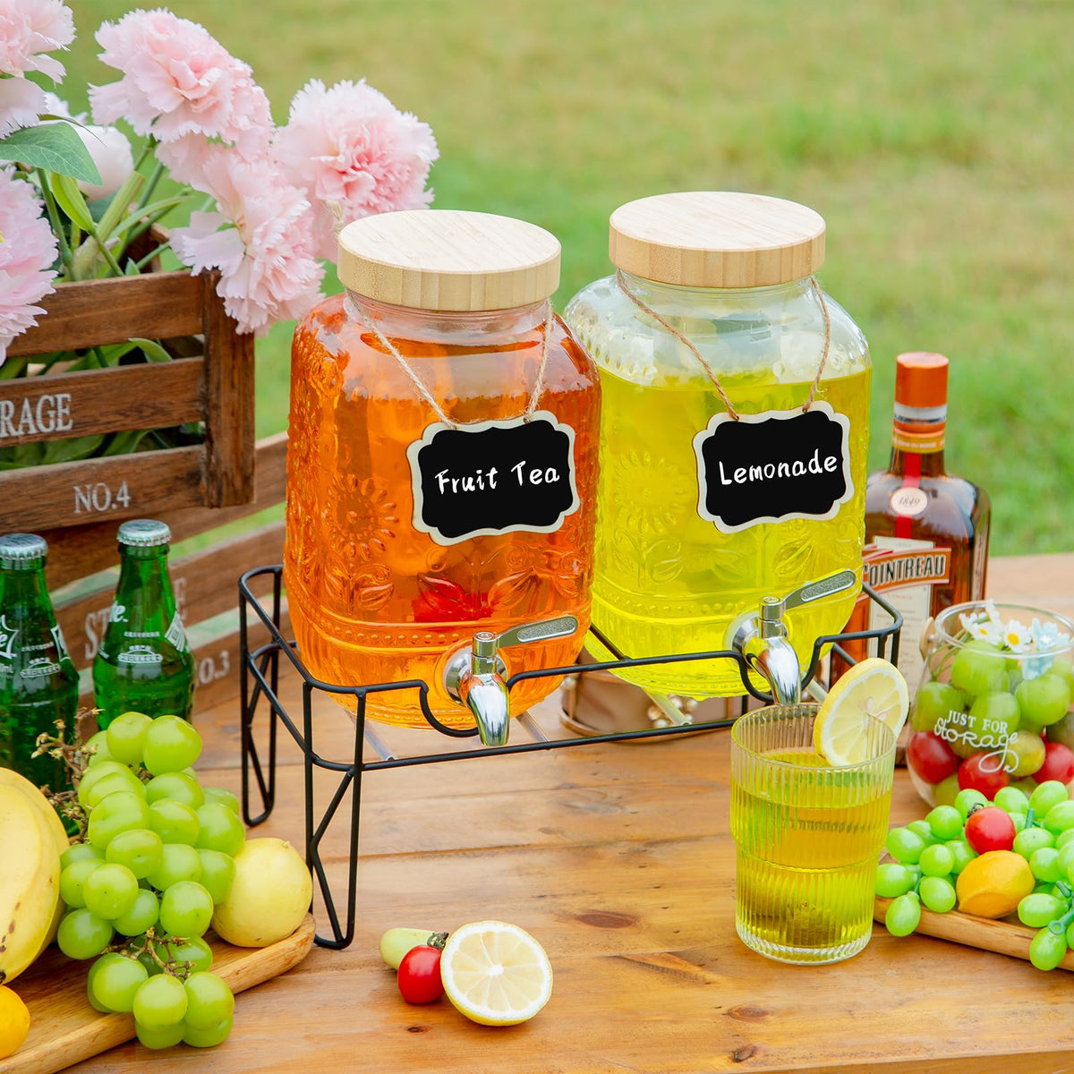 2-Pack 1 Gallon Glass Drink Dispensers with Spigot G14581