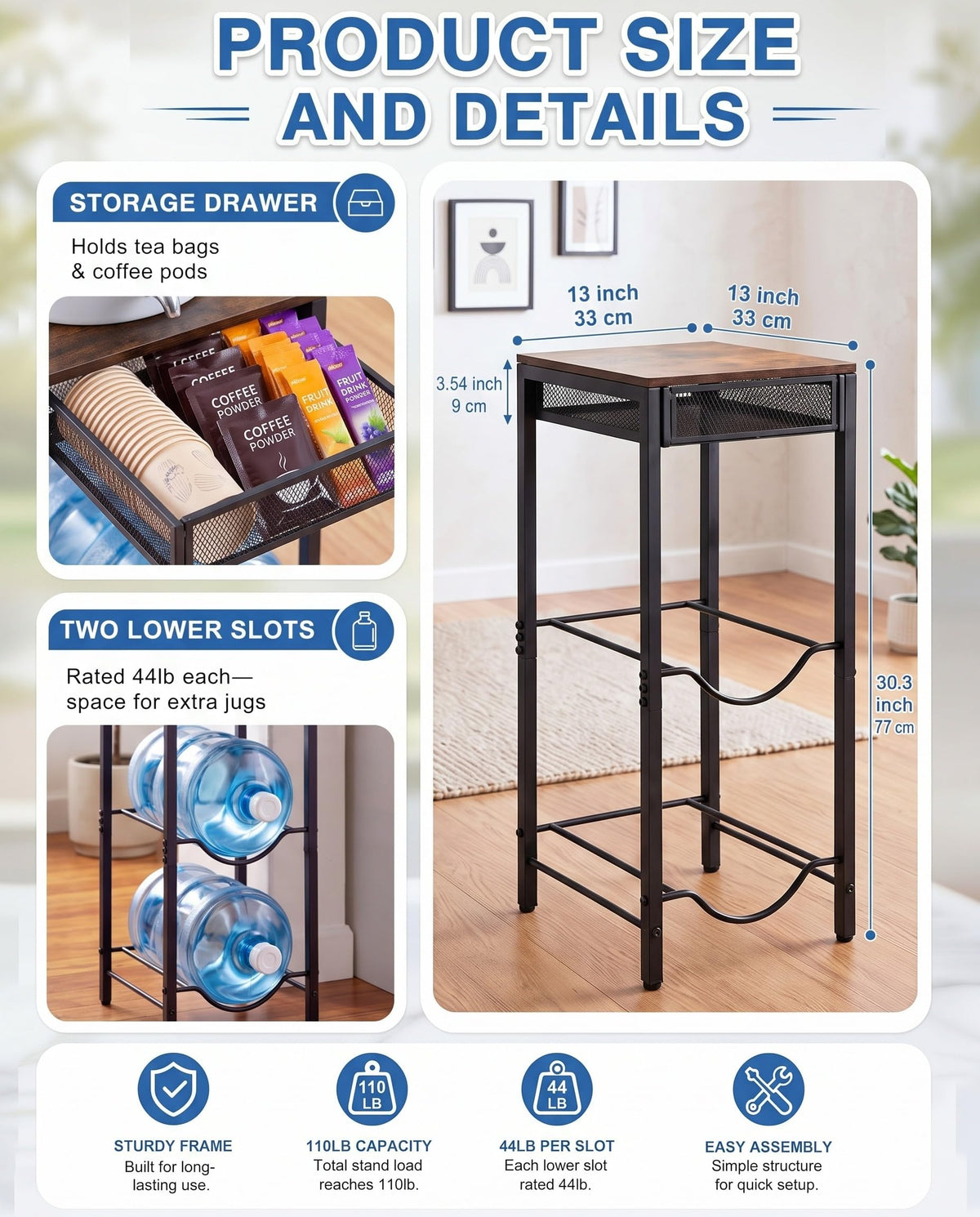 3-Tier 5 Gallon Ceramic Water Jug Holder T6001