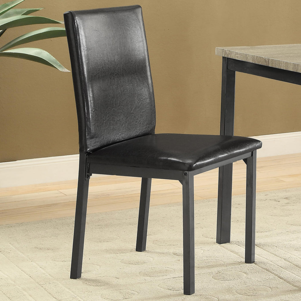 Set of 2 Faux Leather Upholstered Dining Side Chair Black and Grey D988