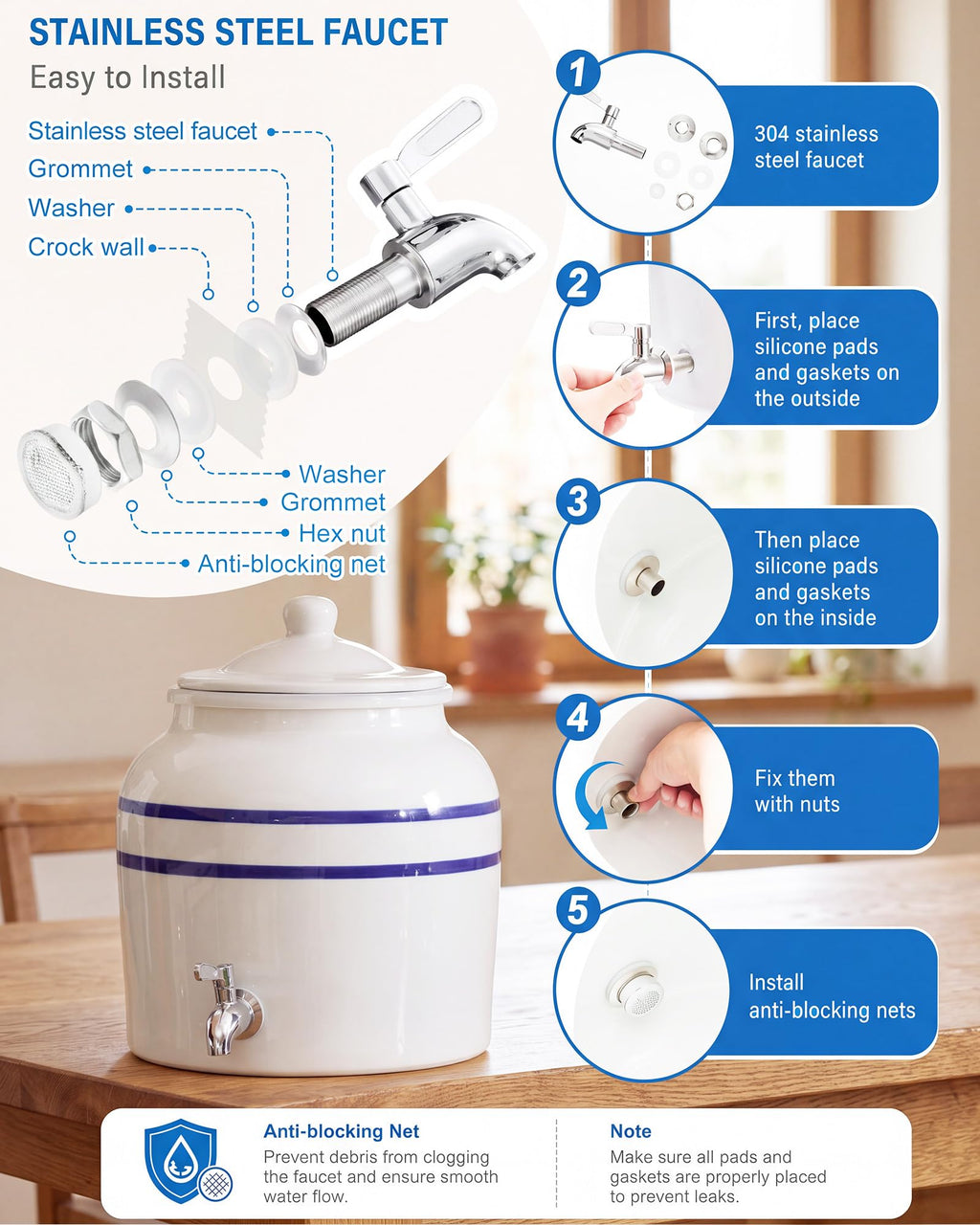 3-Tier 5 Gallon Ceramic Water Jug Holder T6001