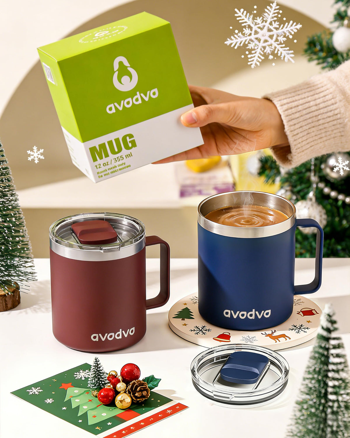 12oz Insulated Stainless Steel Coffee Mug with Lid Set of 2 M51902