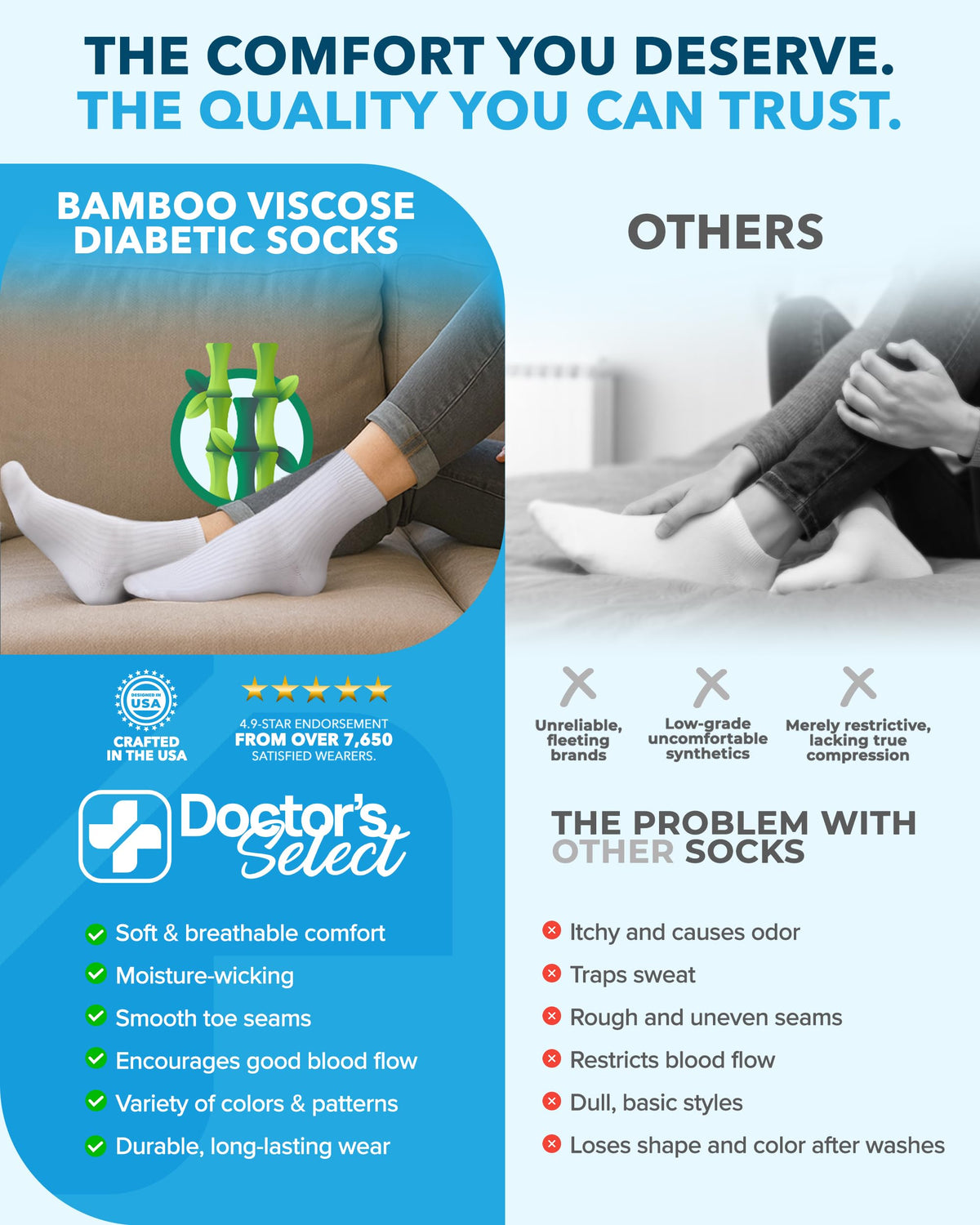 Bamboo Viscose Diabetic Socks 6 Pairs P175830