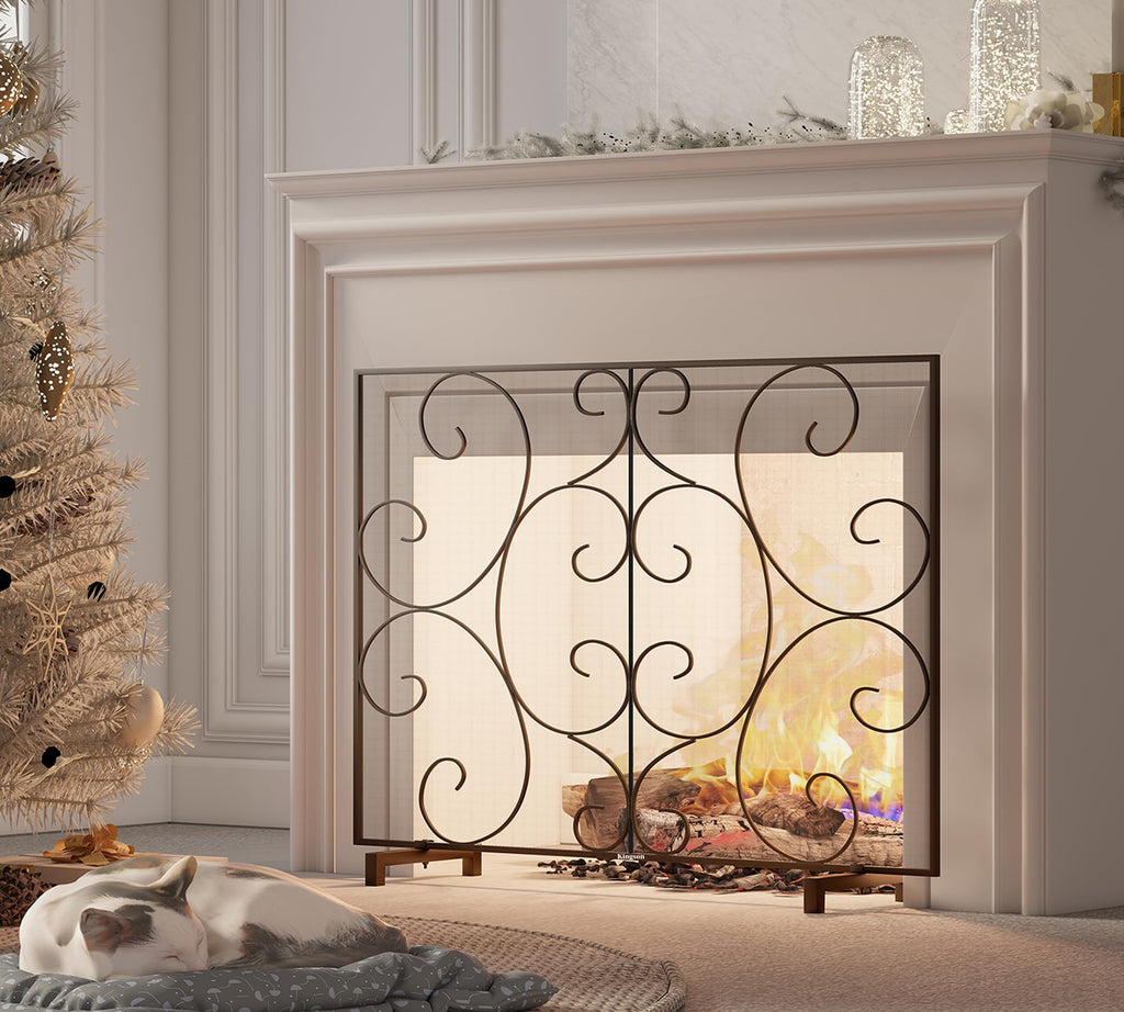 Handcrafted Metal Mesh Fireplace Screen E5102