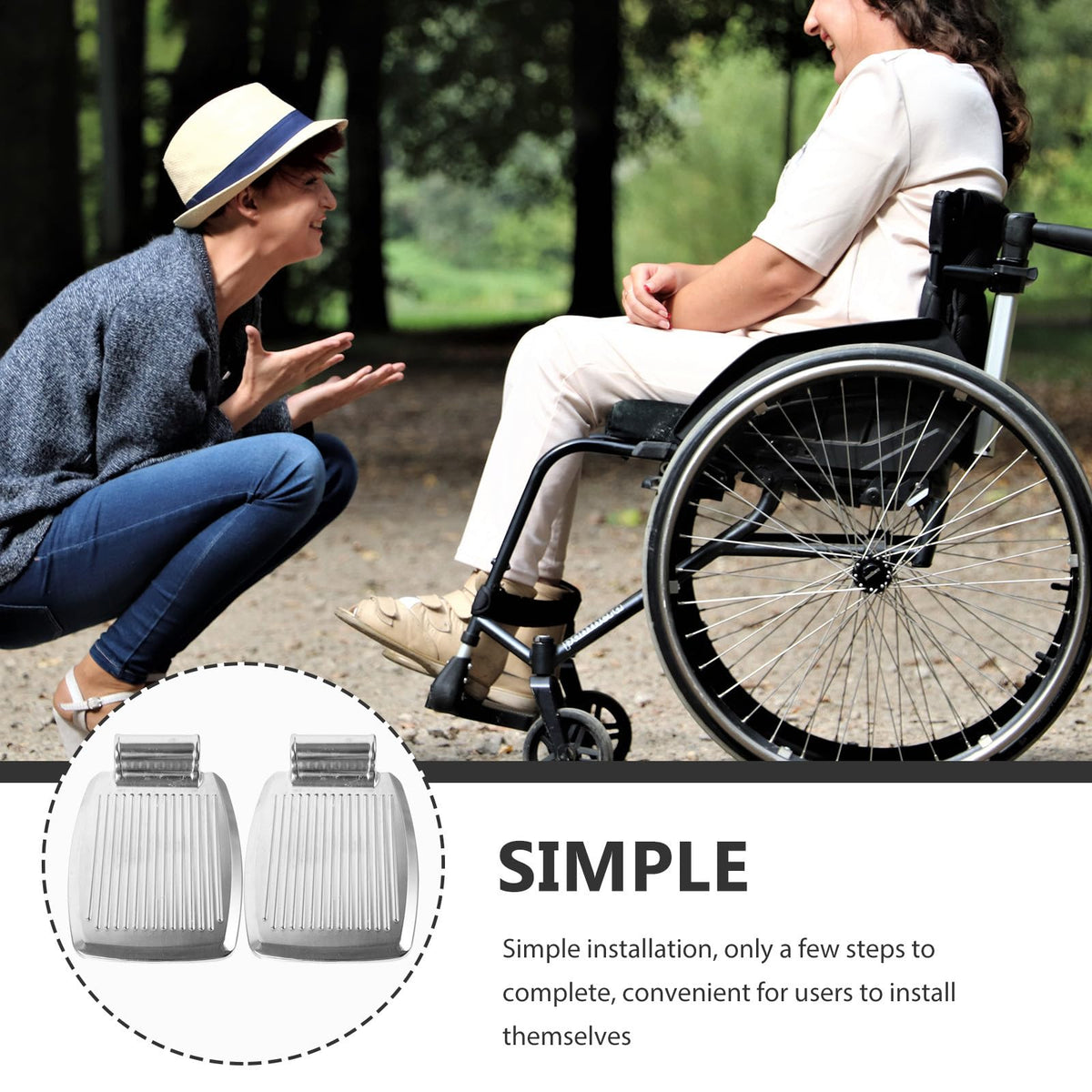 Heavy Duty Wheelchair Footrest Replacement Pair Aluminum Alloy U443