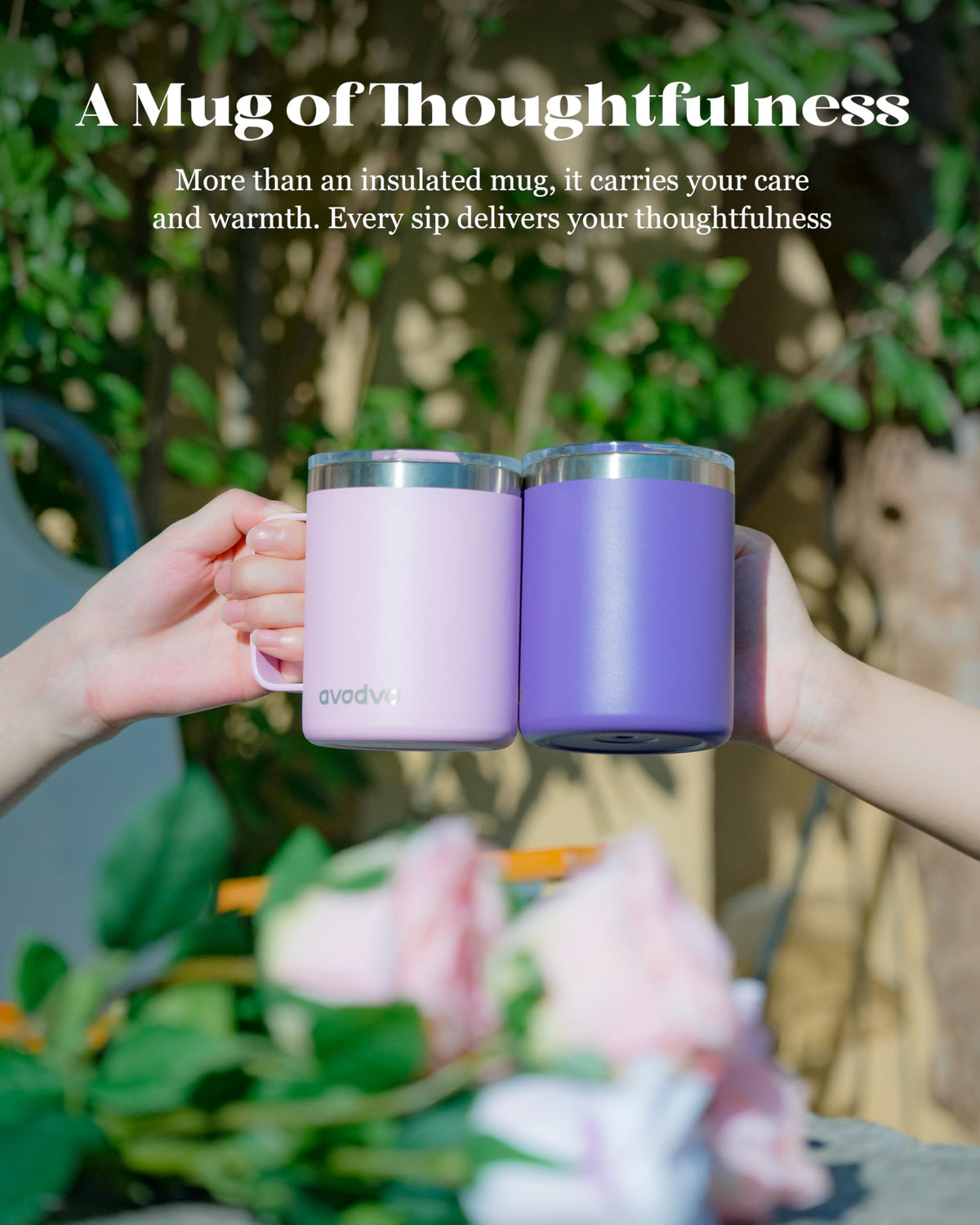 12oz Insulated Stainless Steel Coffee Mug with Lid Set of 2 M51902