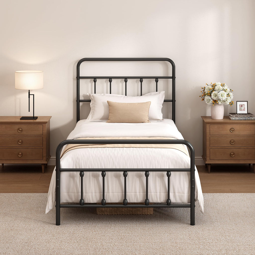 Twin Size Metal Bed Frame with Headboard and Footboard F5067