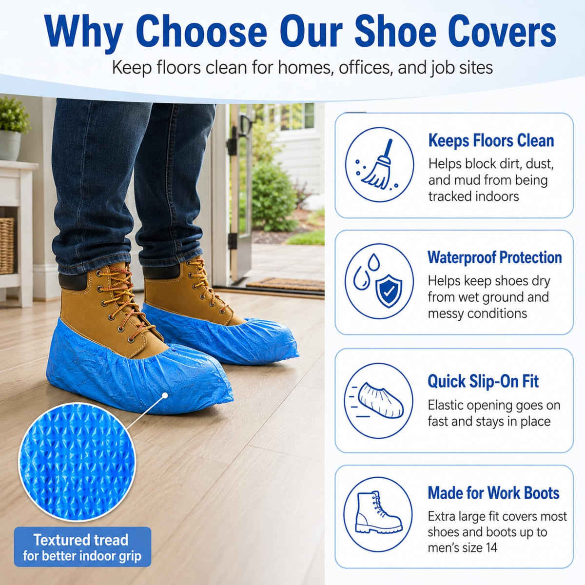 Blue Waterproof Disposable XL Shoe Covers O4737