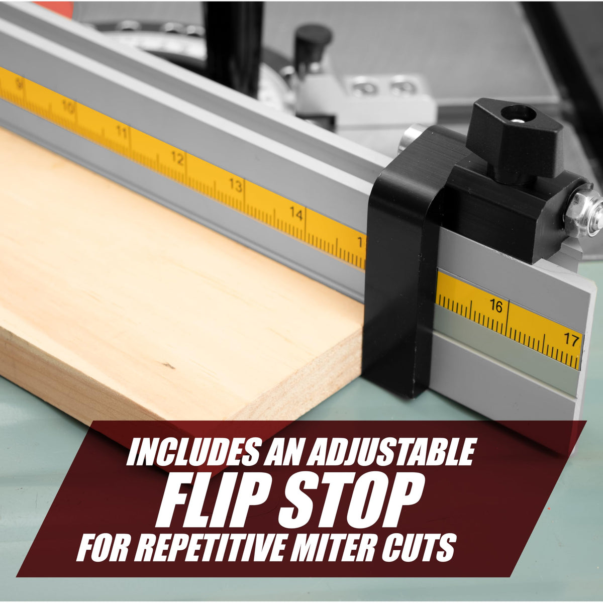 Aluminum Miter Gauge Fence with Flip Stop Y5479