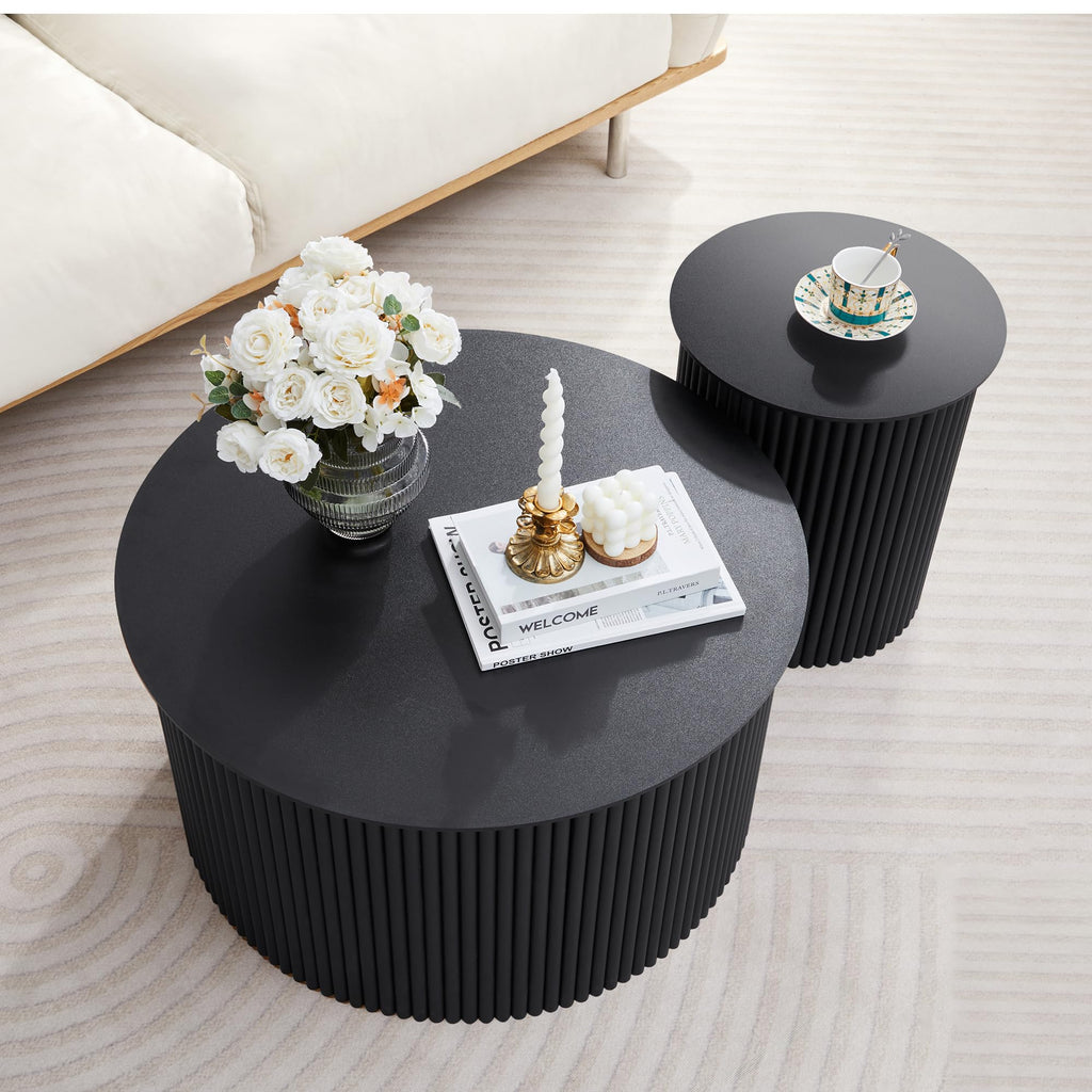 Fluted Round Nesting Coffee Table Set of 2 S974351