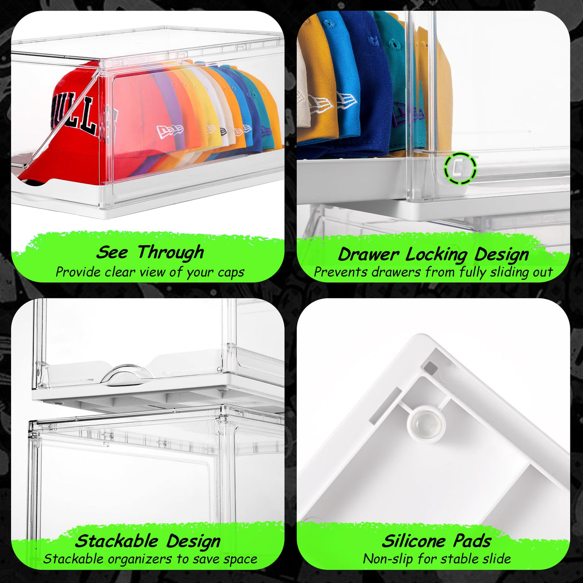 2 Pack Stackable Baseball Caps Organizer U424