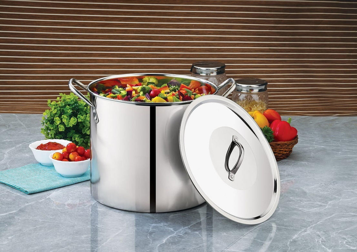 12 Quart Stainless Steel Stock Pot with Metal Lid W377666