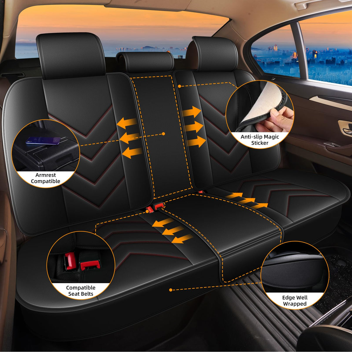 Waterproof Leather Full Set Car Seat Covers R77612