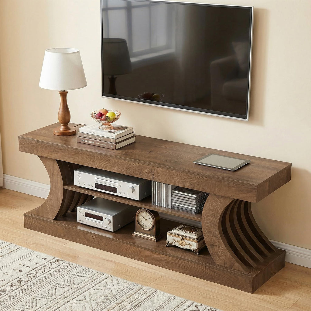 63" Brown TV Stand with Storage Shelf X9994