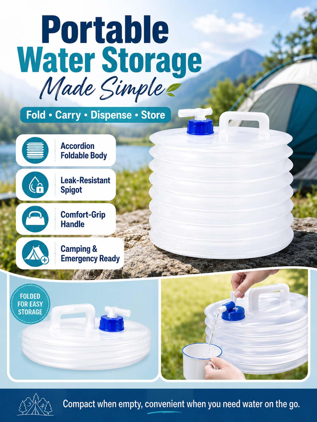 Collapsible 10L Water Container with Spigot O936