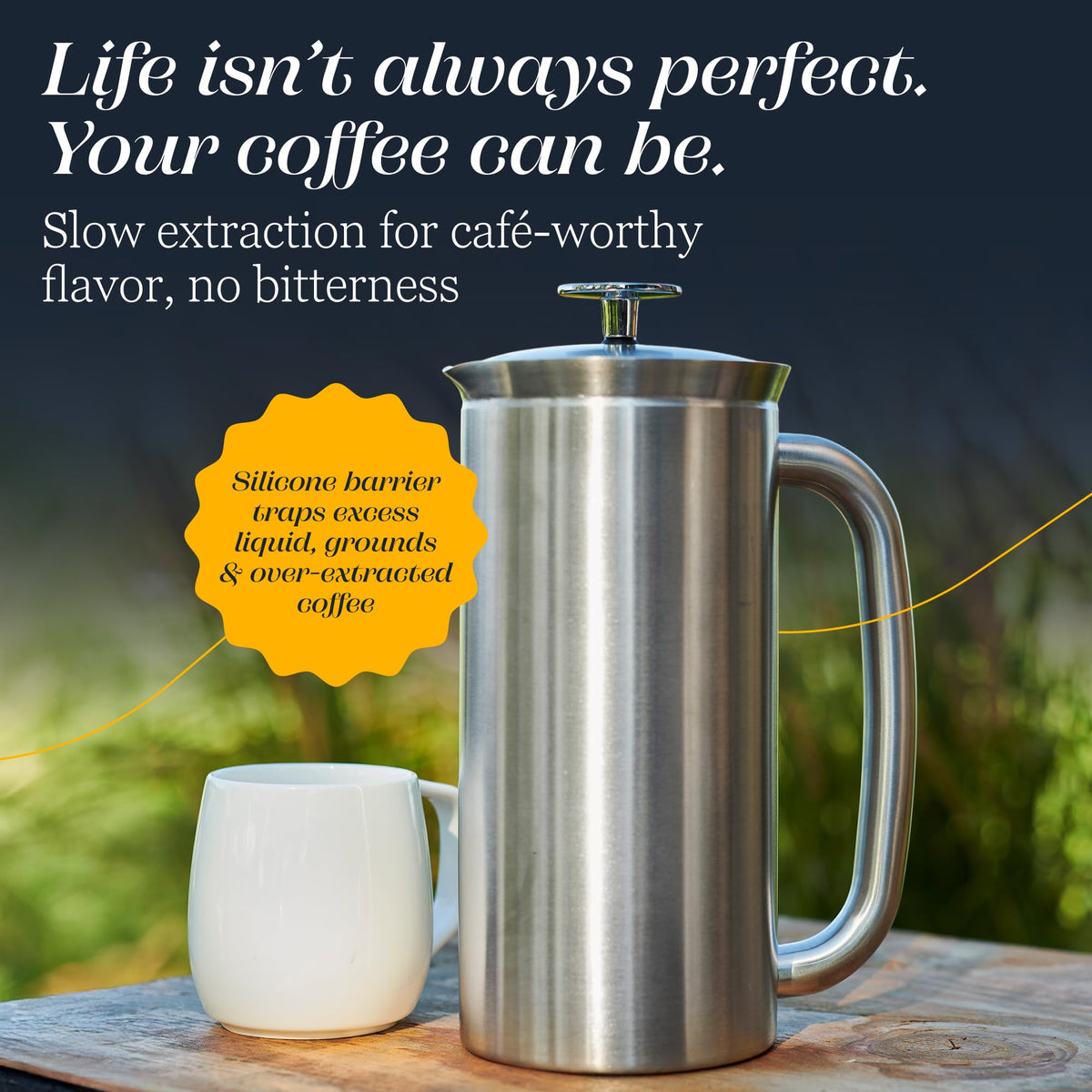 18oz Brushed Stainless Steel French Press E821462