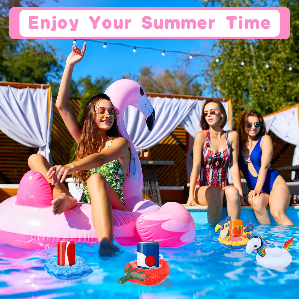102 Pcs Inflatable Drink Holders with Air Pump G89436