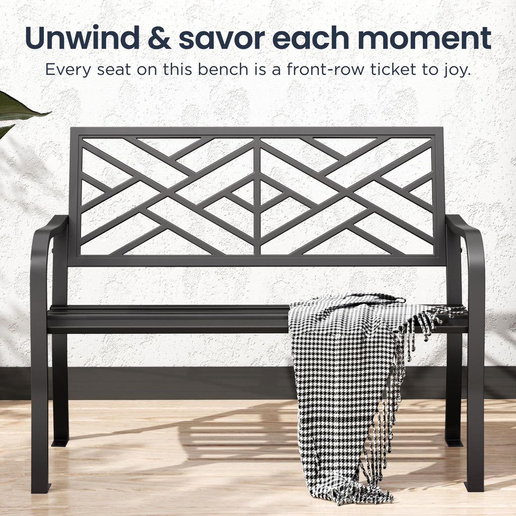 Black 43 Inches Outdoor Garden Bench G712050