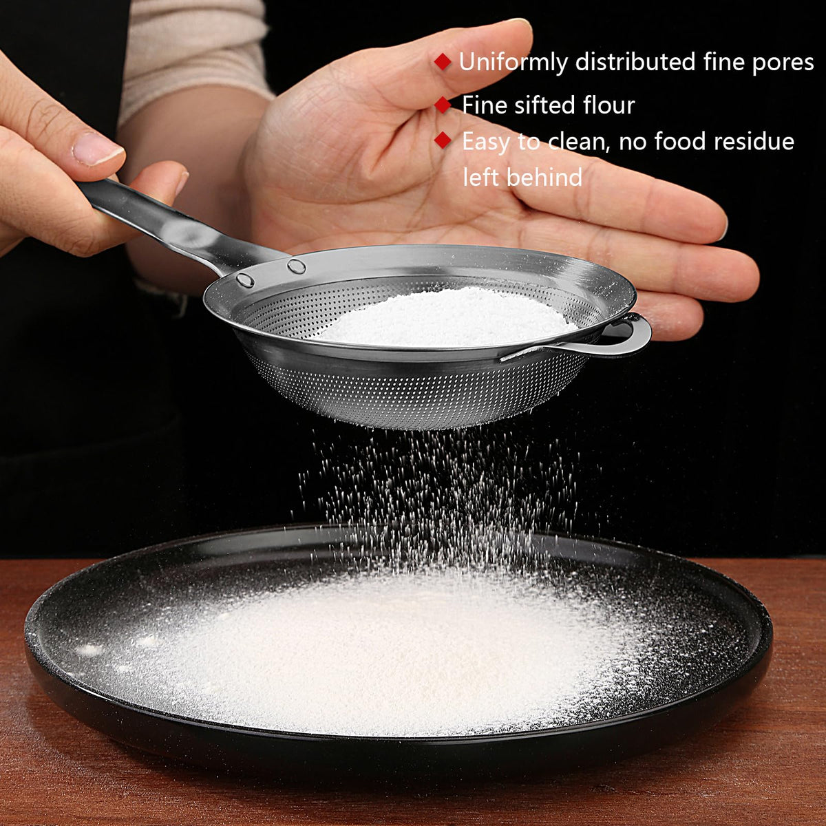 Fine Mesh Stainless Steel Colander Strainer with Handle Set of 2 K2775