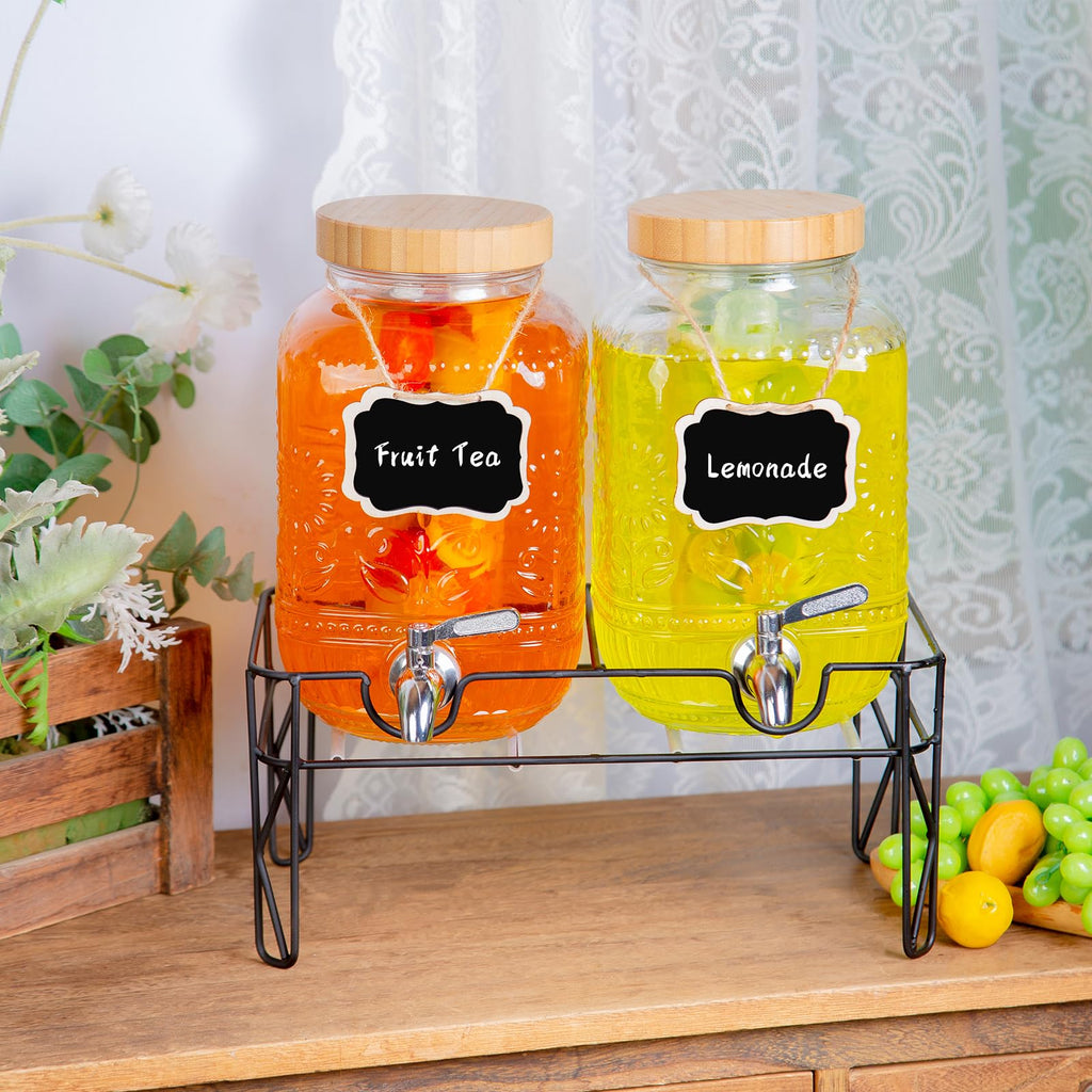 2-Pack 1 Gallon Glass Drink Dispensers with Spigot G14581