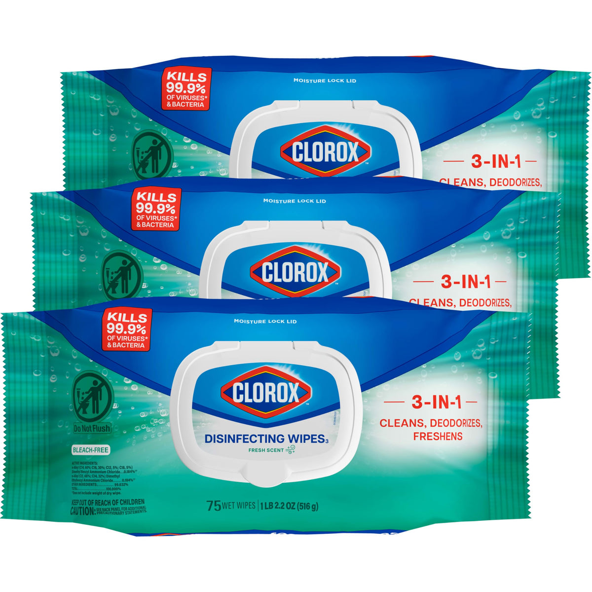 Disinfecting Wipes Fresh Scent 75 Count 3 Pack T86025