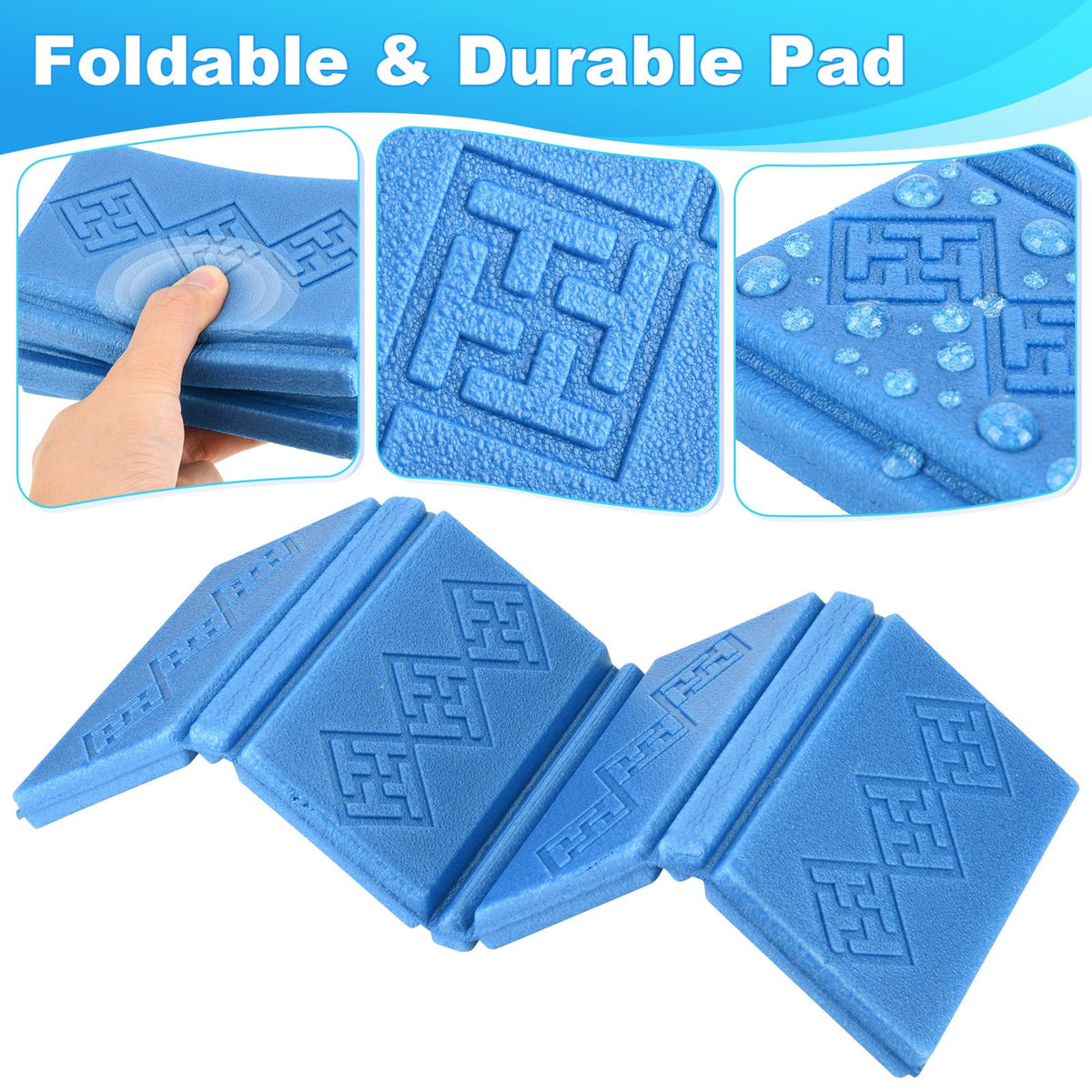 2 Pcs 15x11 Inch Foldable Waterproof Camping Seat Cushion Q1930