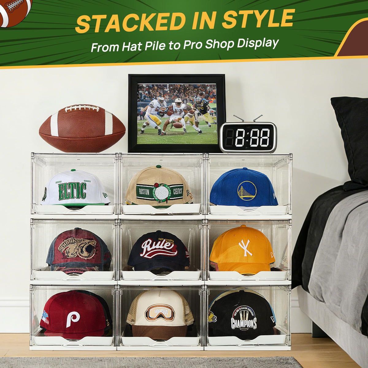 2 Pack Stackable Baseball Caps Organizer U424