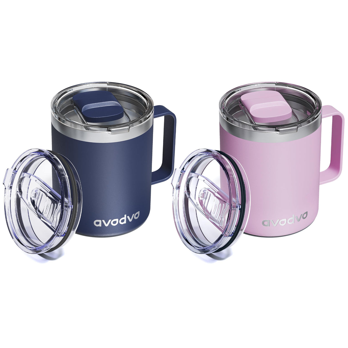 12oz Insulated Stainless Steel Coffee Mug with Lid Set of 2 M51902