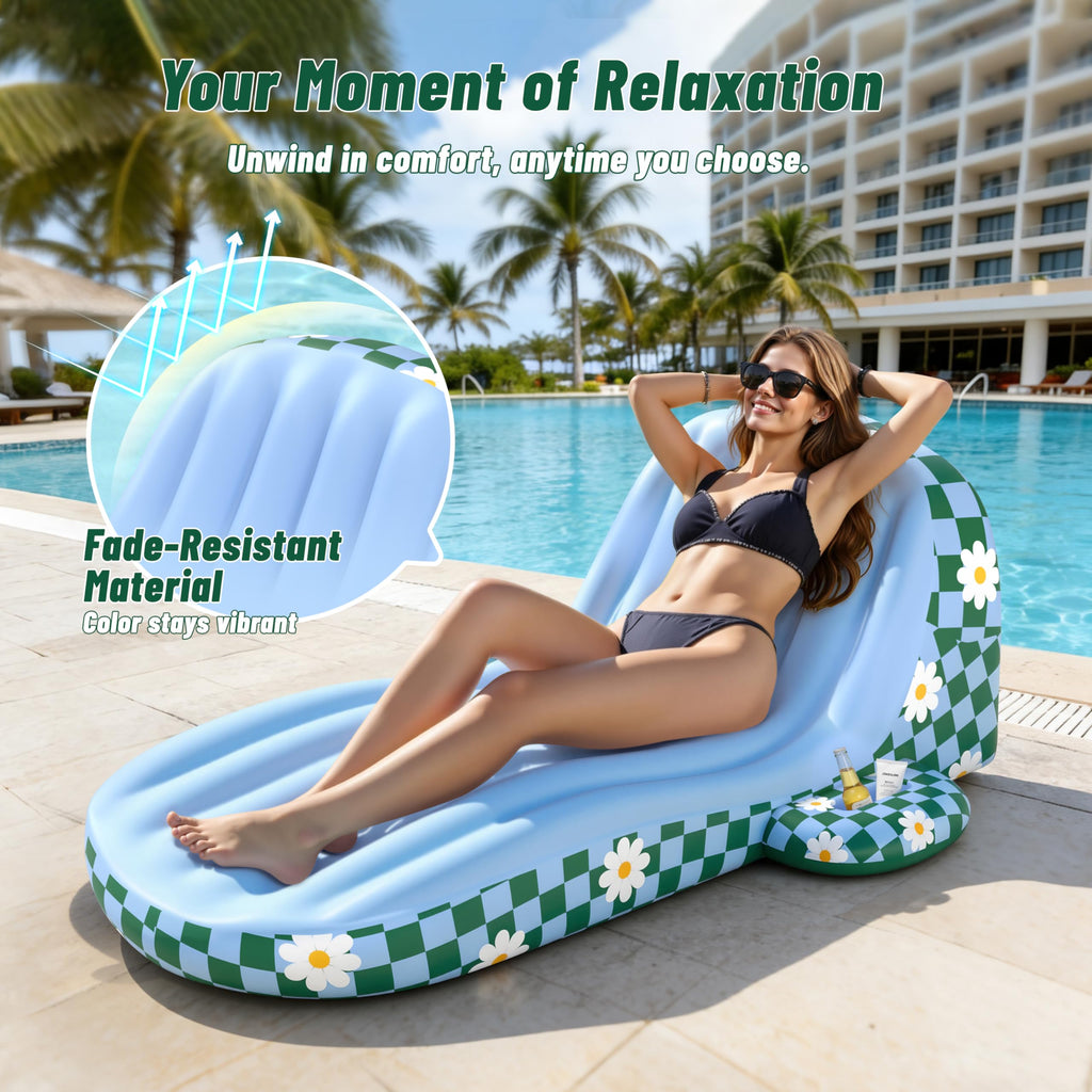 Inflatable Pool Lounger Float with Cup Holder O937