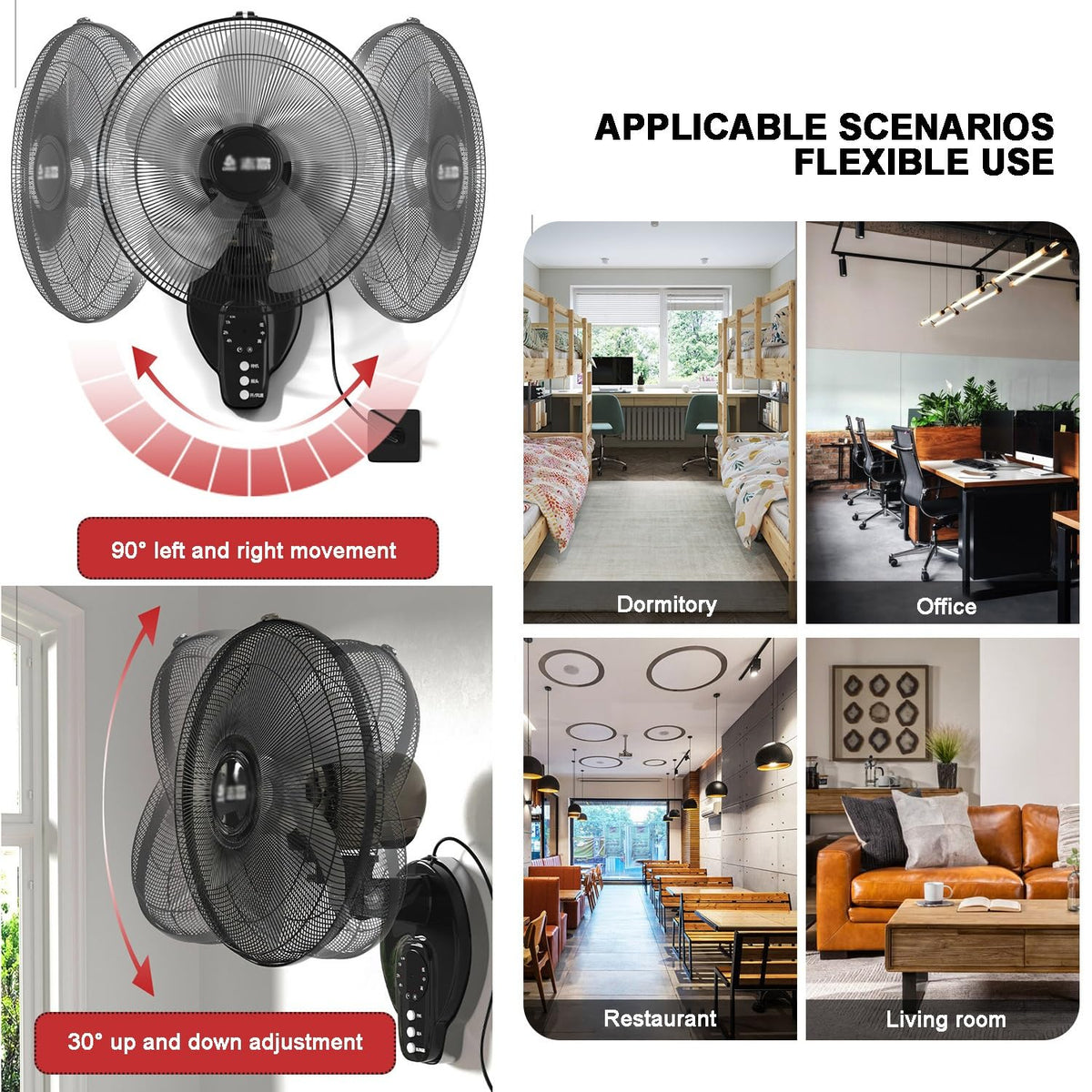 20 Inch Metal Oscillating Wall Mounted Fan with Remote M41744