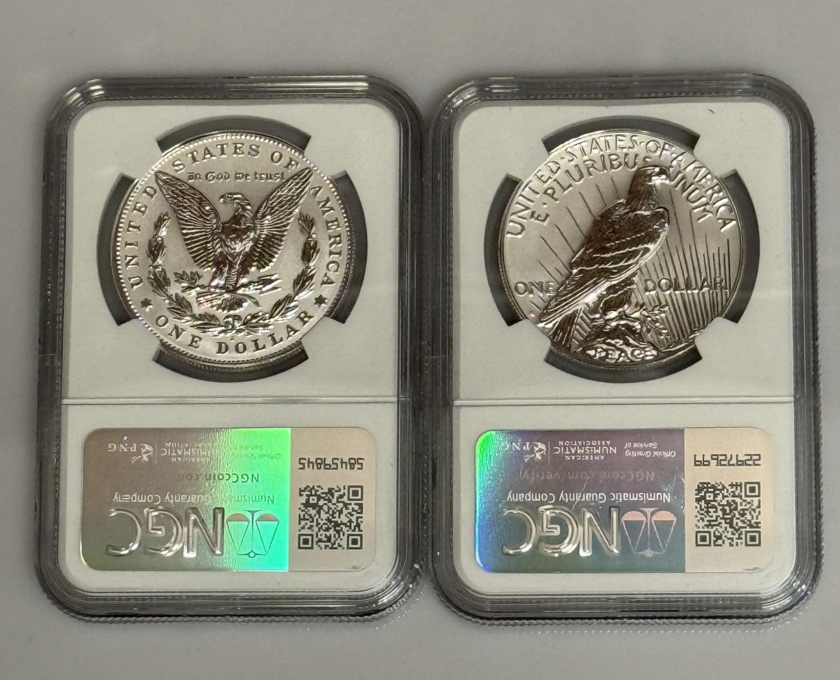 Morgan and Peace Silver Dollar 2 Coin Set Q322