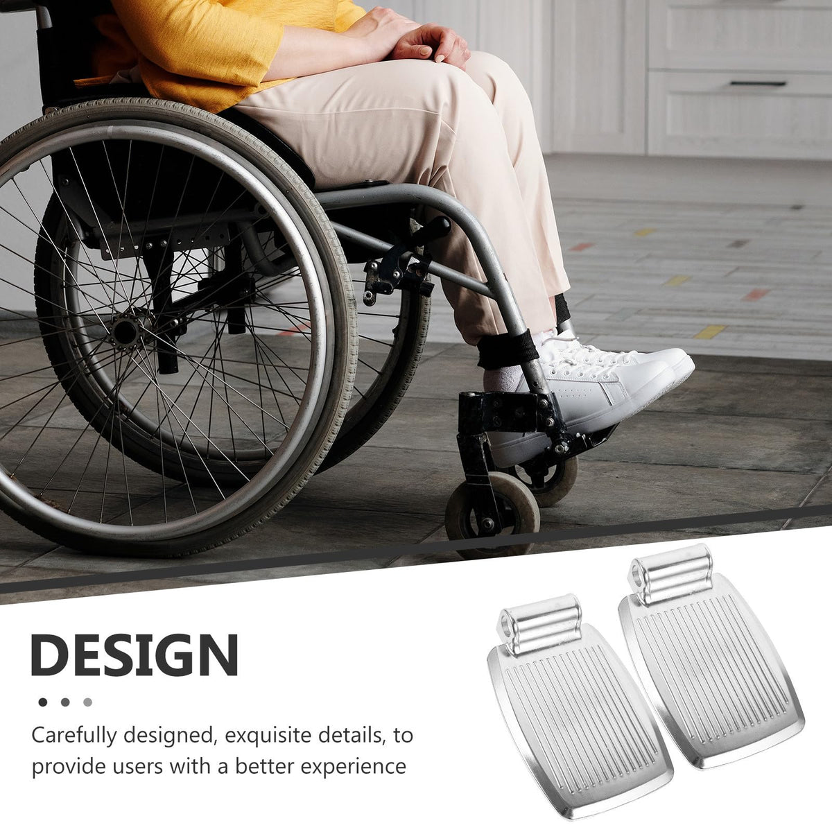 Heavy Duty Wheelchair Footrest Replacement Pair Aluminum Alloy U443