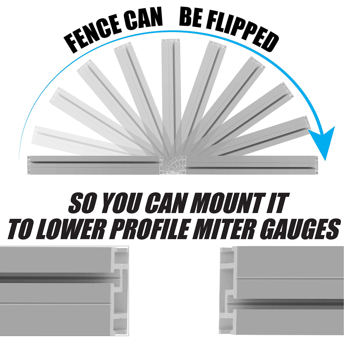 Aluminum Miter Gauge Fence with Flip Stop Y5479