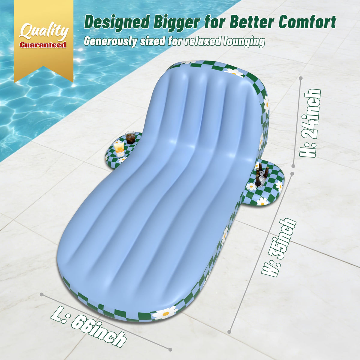 Inflatable Pool Lounger Float with Cup Holder O937