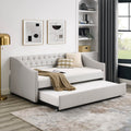 Upholstered Button Tufted Twin Size Daybed with Trundle E659583