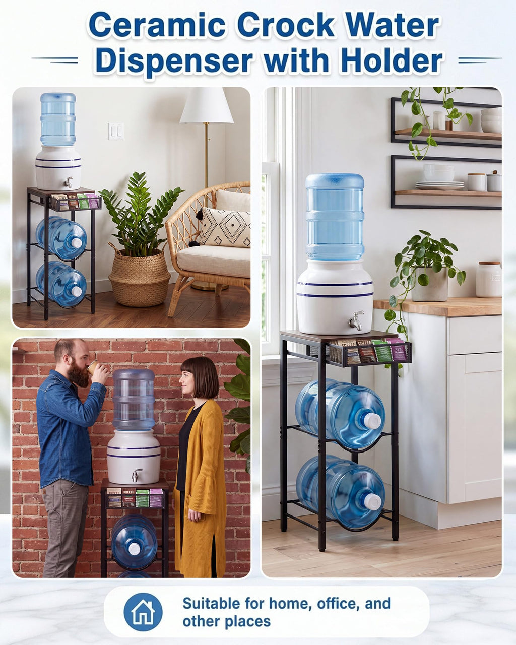 3-Tier 5 Gallon Ceramic Water Jug Holder T6001