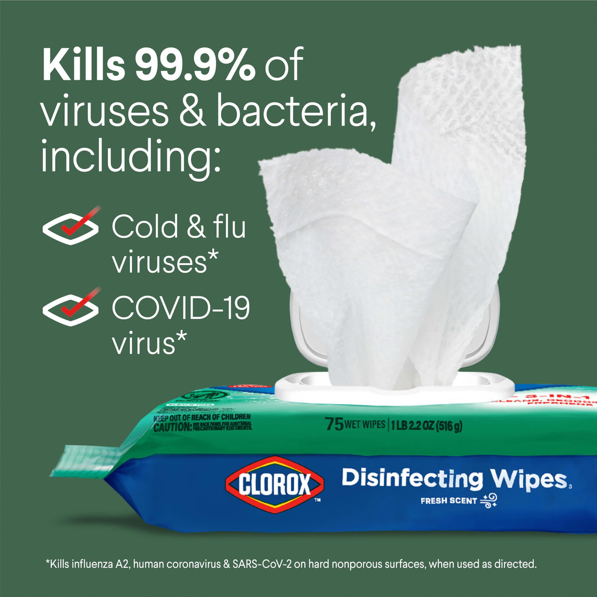 Disinfecting Wipes Fresh Scent 75 Count 3 Pack T86025