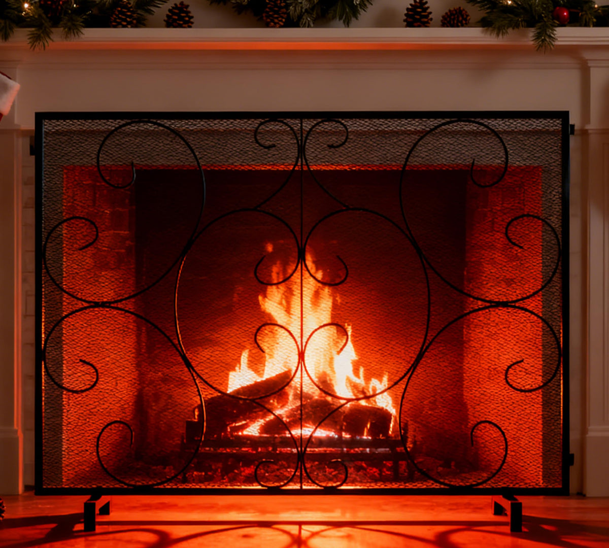 Handcrafted Metal Mesh Fireplace Screen E5102