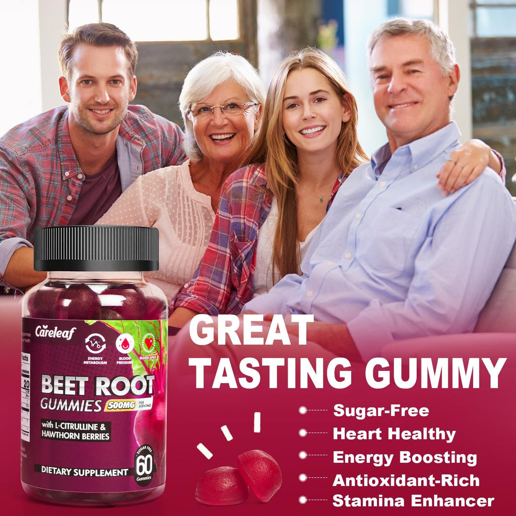 Sugar-Free Vegan Beet Root Gummies with L-Citrulline & Hawthorn Extract, 60 Count K149673