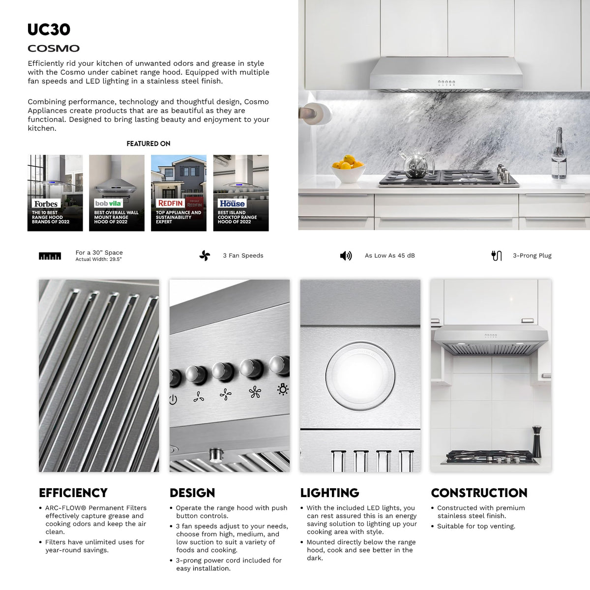 29.5 in. Ducted Under Cabinet Range Hood C596137