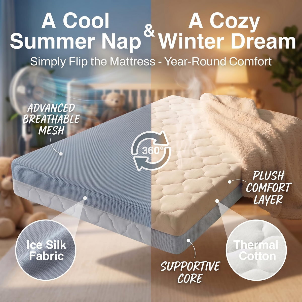 Dual Sided Memory Foam Baby Crib Mattress R261